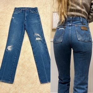 Vintage Wrangler Cowboy Cut Distressed 🔥 29x36  High Westward FIT LIKE 26/27